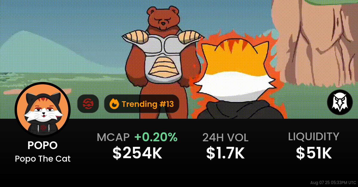 POPO $0.0₅1102 - Popo The Cat / WSEI on Sei V2 / DragonSwap