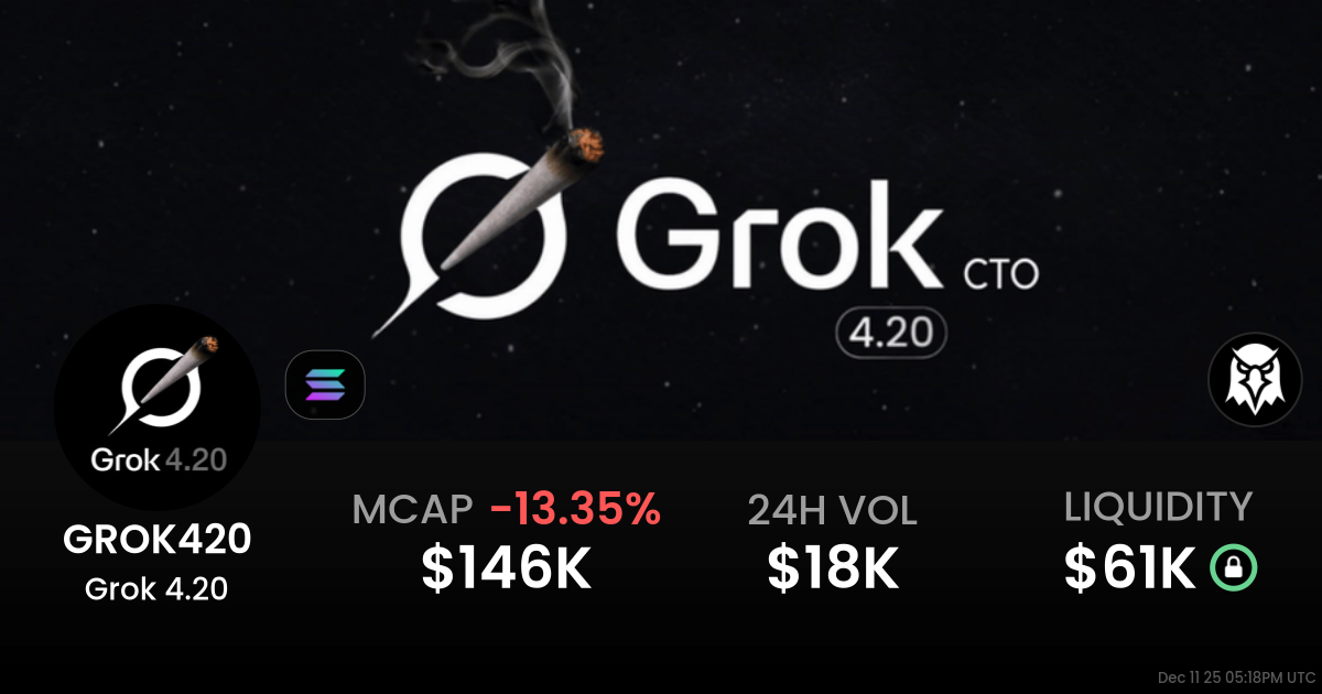 GROK420 $0.0002158 - Grok 4.20 / SOL on Solana / PumpSwap - DEX Screener