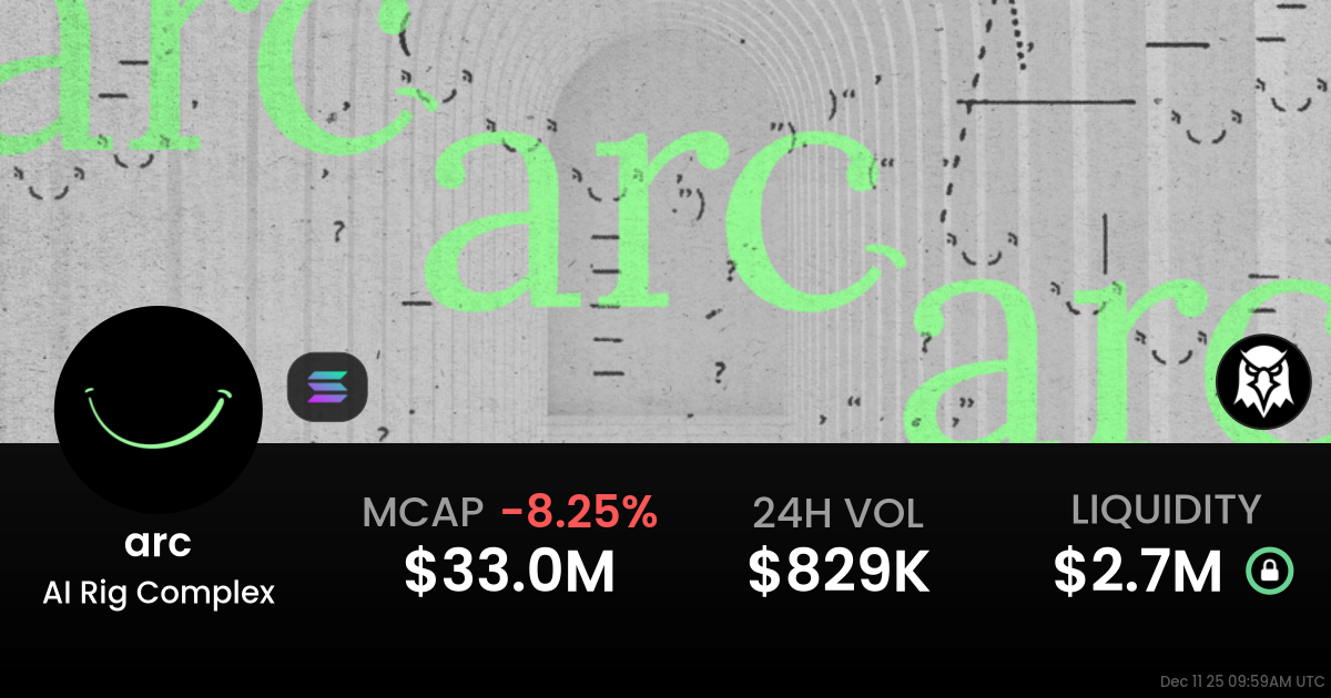 arc $0.03414 - AI Rig Complex / SOL on Solana / Raydium - DEX Screener