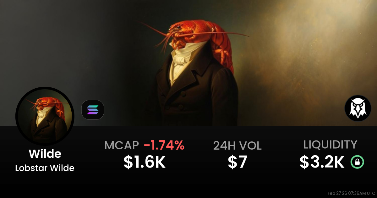 Wilde $1,818.00 - Lobstar Wilde / SOL on Solana / PumpSwap - DEX Screener